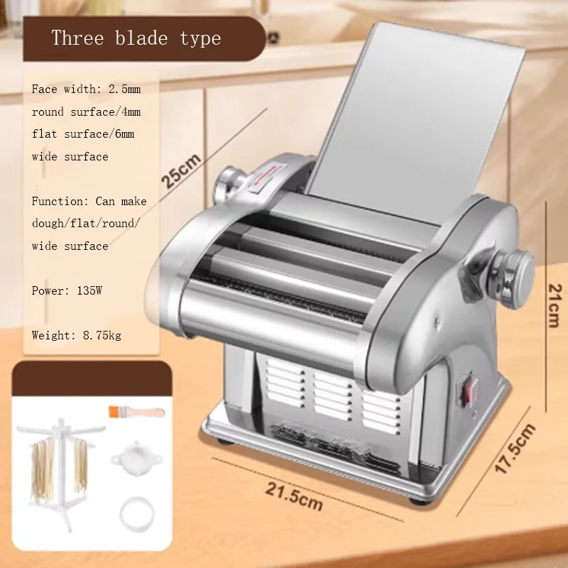 Commercial electric noodle press, fully automatic and multifunctional stainless steel rolling and kneading machine, dumpling ski