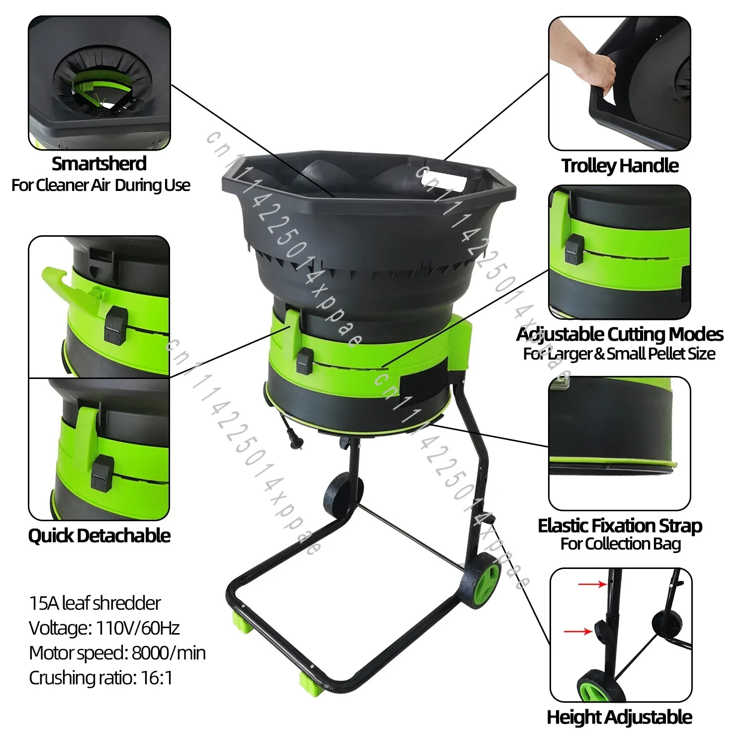 Garden Yard Waste Mulching Machine For Leaves & Twigs New Upgrade Electric Leaf Shredder