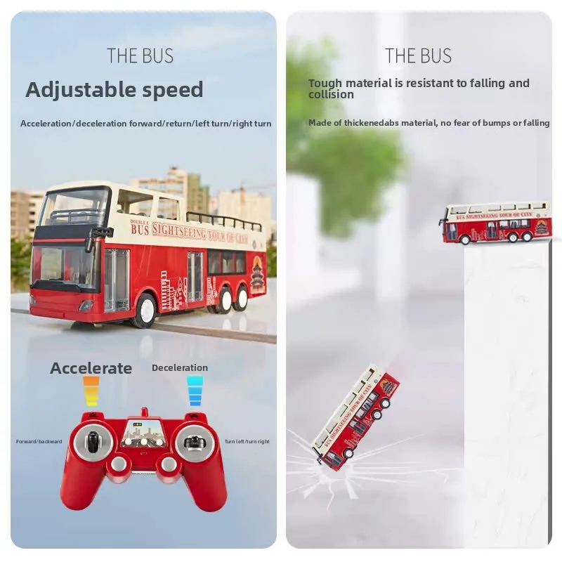 Bus de voyage Double Eagle E640 RC 1/18, voiture de course à grande vitesse, modèle de Bus à deux étages, son et lumière, Bus touristique, jouets pour enfants garçons