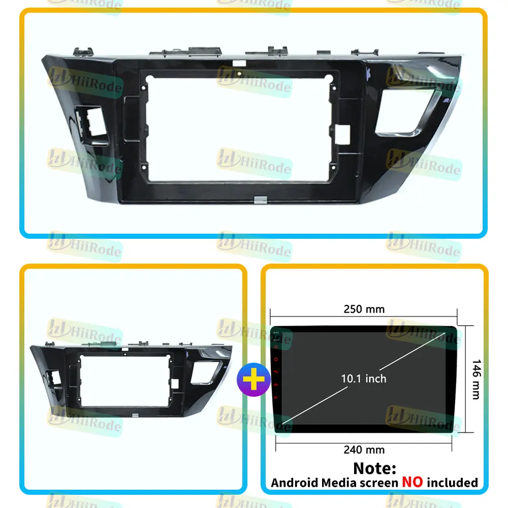 Hiirode Car Android Radio Stereo Player Frame Fascia For Toyota Corolla Auris E170 Levin 2012-2016  Panel Power Wiring Canbus