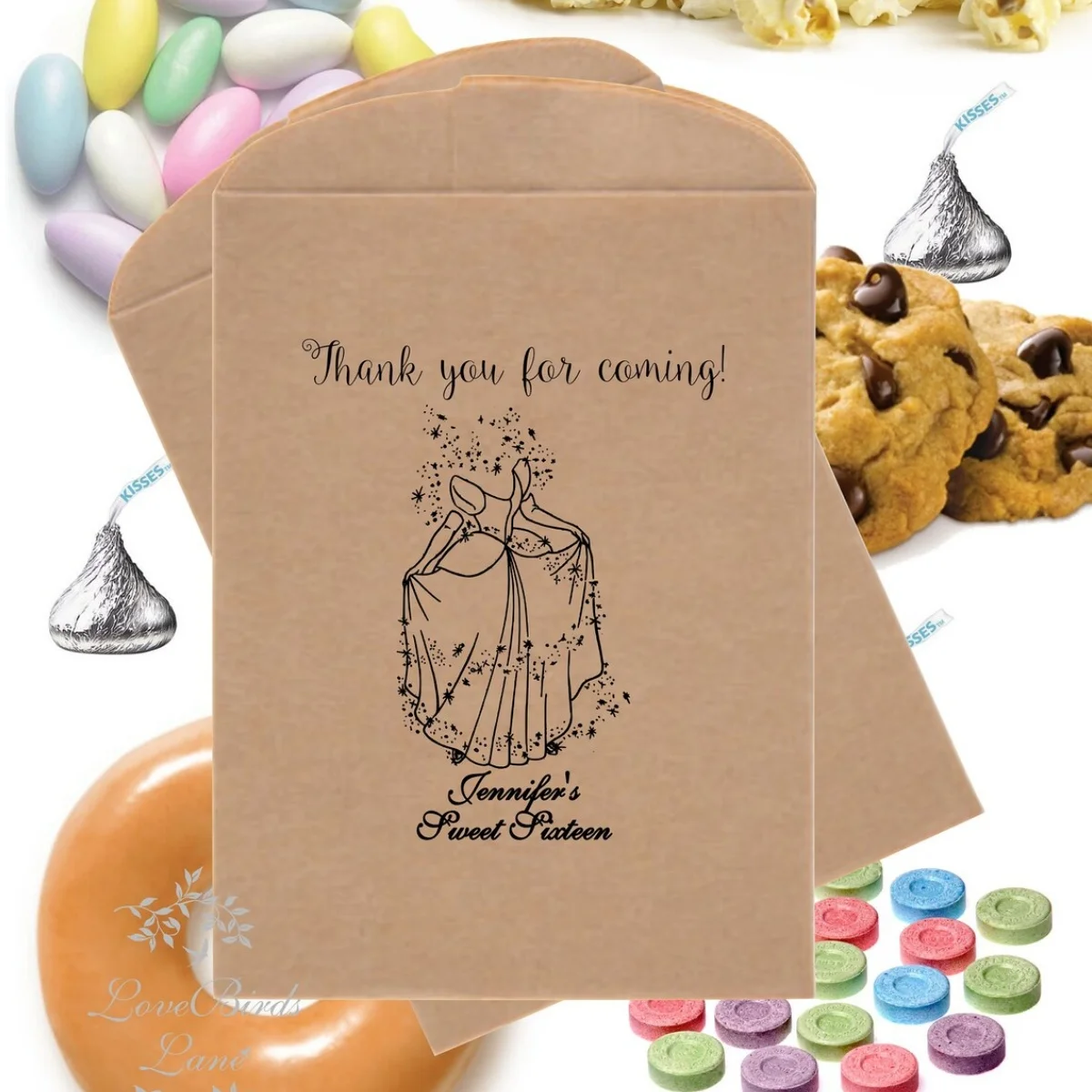 Personalized Cinderella Favor Bag Bridal Shower With Love Candy Buffet Bags Snack Bar Buffet Bags Treat Bags Ticket Bag Holder