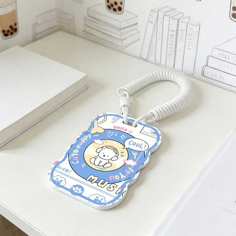 Card Protection Cover for Stretchable Spring Cord Kpop Photocard Holder Photo Protector Student Bus/Meal Card Protection Case