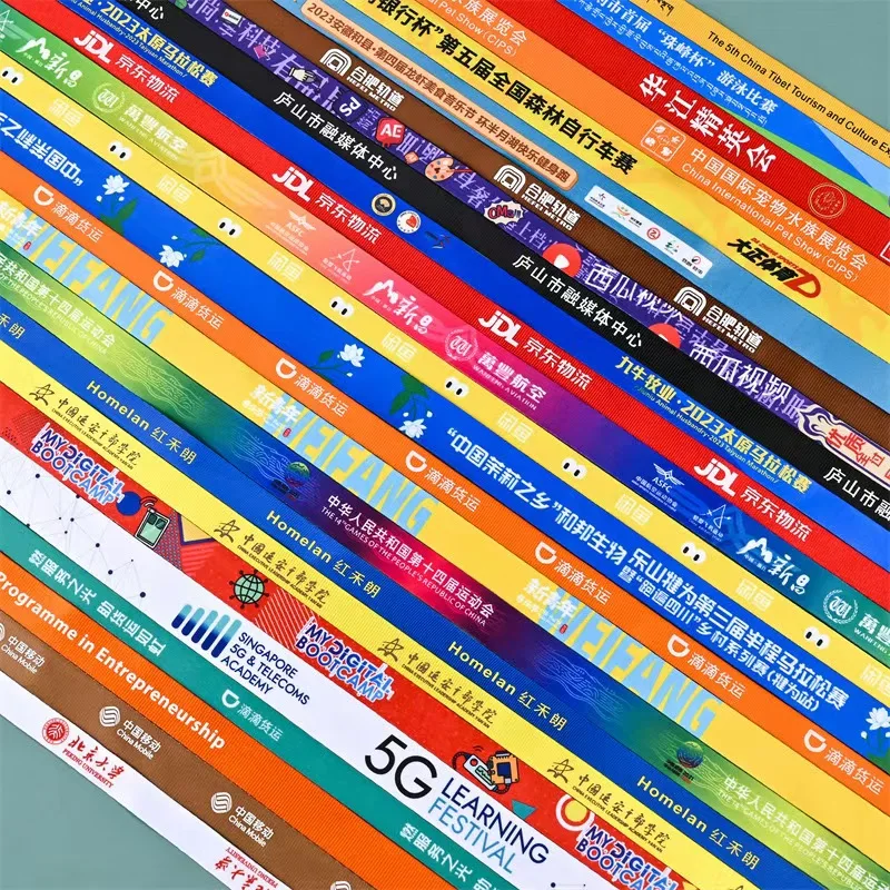 10 Pcs/lot Custom Logo Lanyard Black Metal Hook Colored Separable Smooth Material Neck Rope Keychain Personal Printing Landyard