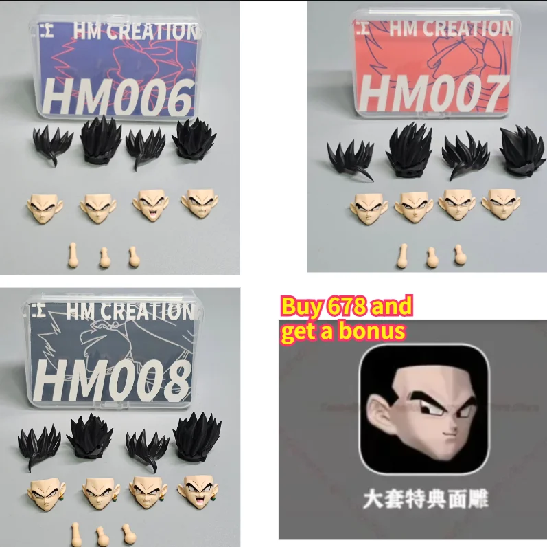 

Spot SaleHM HM06-08 God Fried Hair Black Gohan 1/12 Cabeza de Muñeco Esculpida, Cuerpo Wusu, Accesorios Articulados para Figura