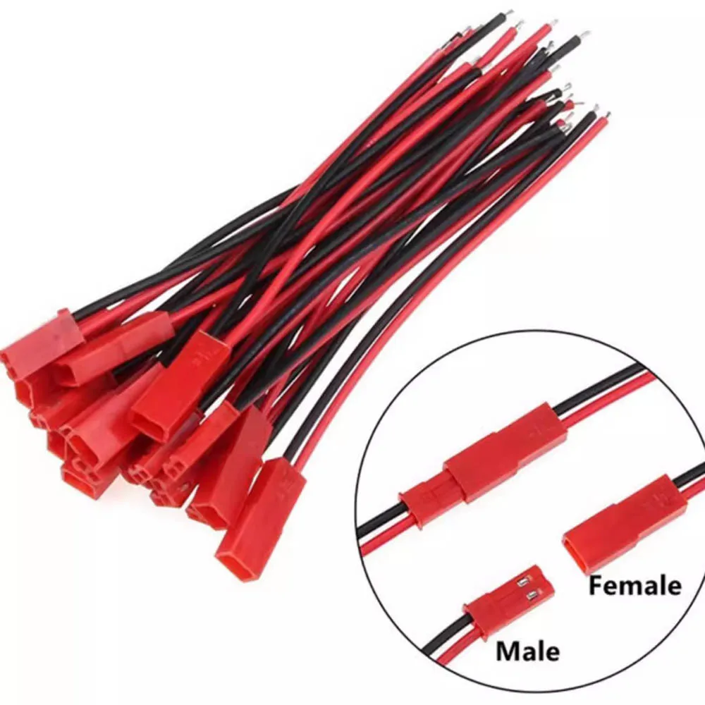 2 Pin Connector Male Female JST Plug Cable 22 AWG Wire For RC Battery Helicopter DIY LED Lights Decoration