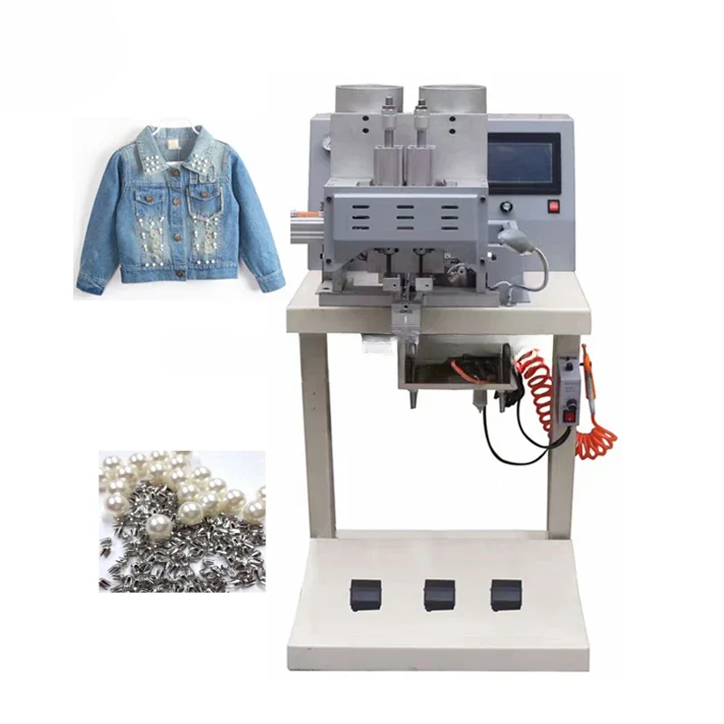 Automatic garment pearl setting machine Duct beading fixing stringing machine price for fabrics