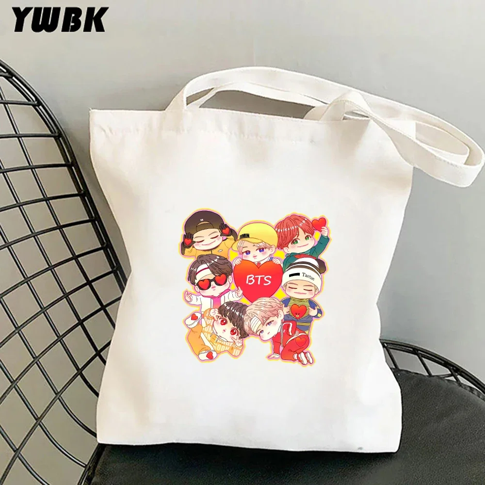 Korean Kpop Canvas Tote Bags for Women Harajuku Large-capacity Shopping Bag Students School Beach Shoper Bag Bolsa Feminina