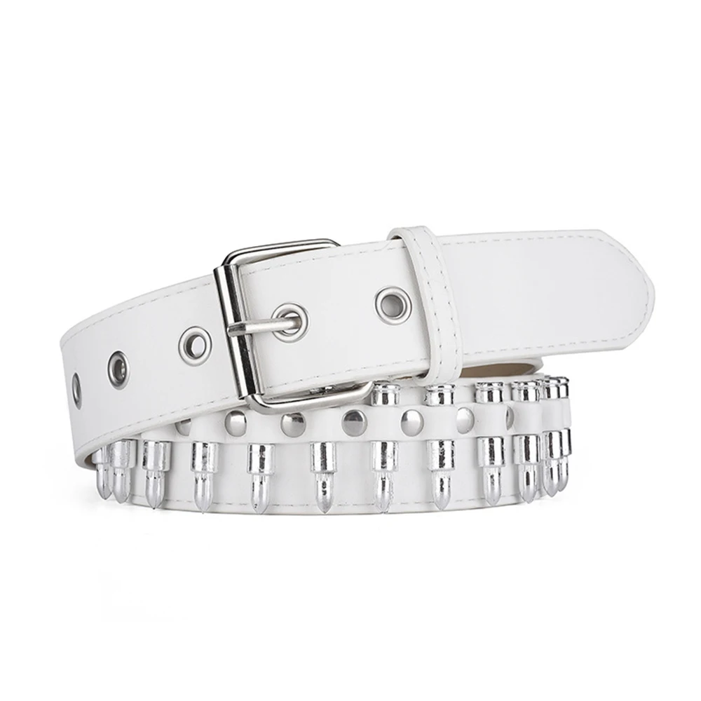 Ceinture Punk en Cuir PU pour Femme, Tête de Balle Décorée, Ceintures Réglables, Ceinture à Rivets, Sangle de Taille en Métal, Nouvelle Mode 2024