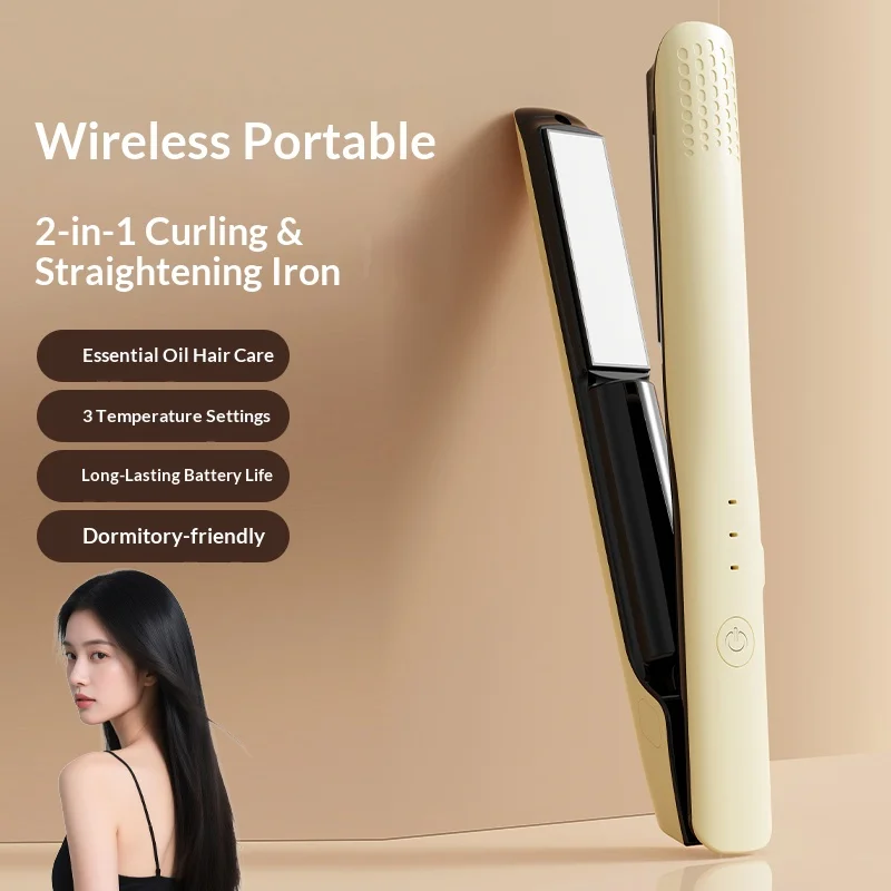 

Выпрямитель и бигуди 2-в-1, уменьшение повреждений с 3 регулируемыми температурами, портативный утюг для домашнего использования и начинающих ленивых