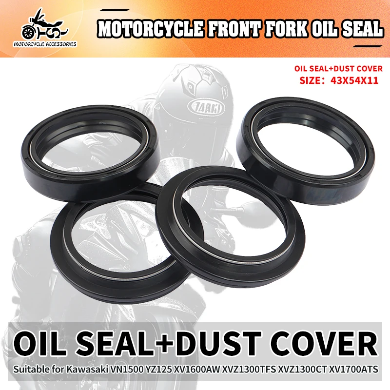 

43x54x11 Front Fork Oil Seal 43 54 Dust Cover For Kawasaki VN1500 YZ125 XV1600AW XVZ1300TFS XVZ1300CT XV1700ATS