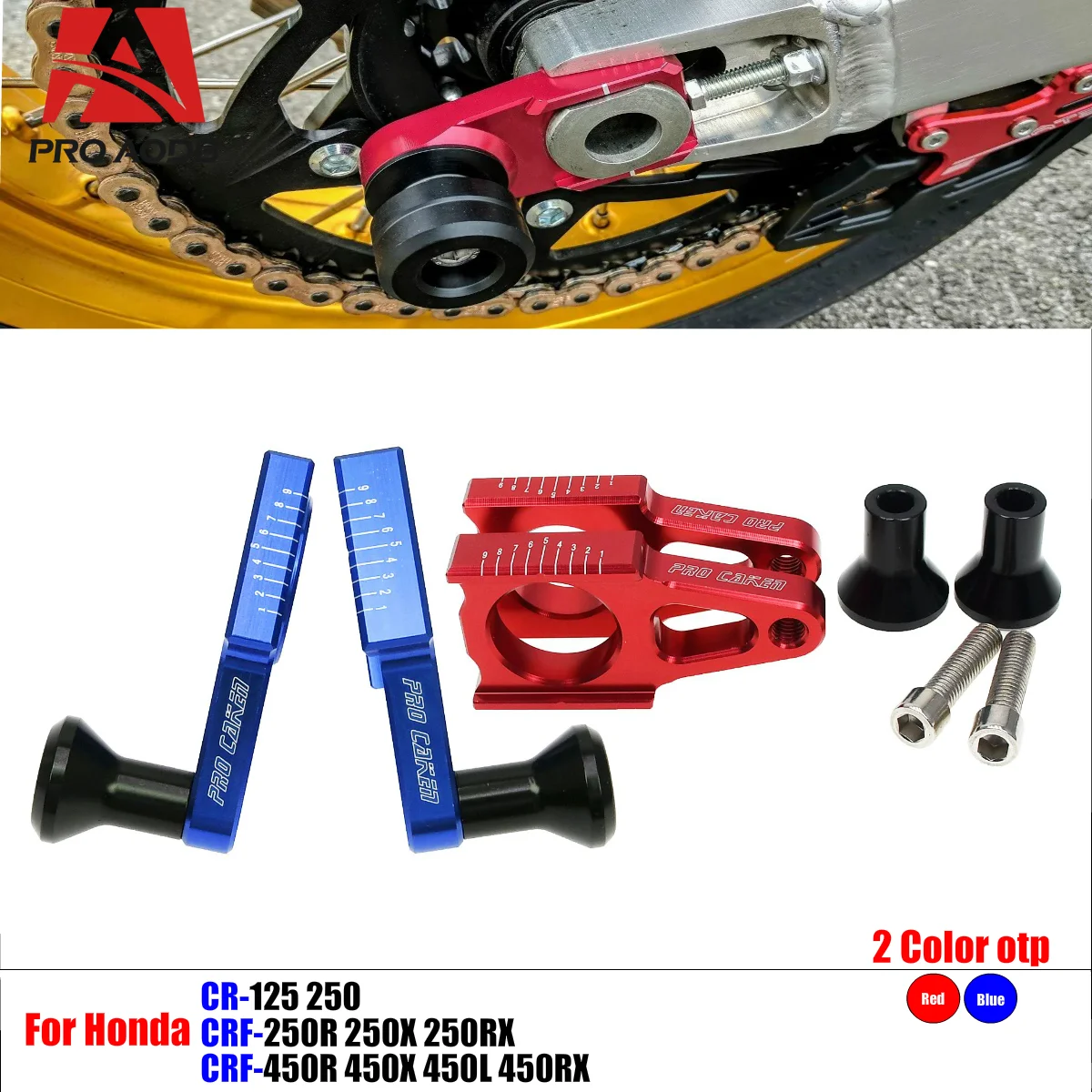 

For Honda CRF250R 450R 250X 250RX 450R 450X 450RX 450L R RX CR 125 250 Motorcycle CNC Aluminum Rear Axle Block Chain Adjuster