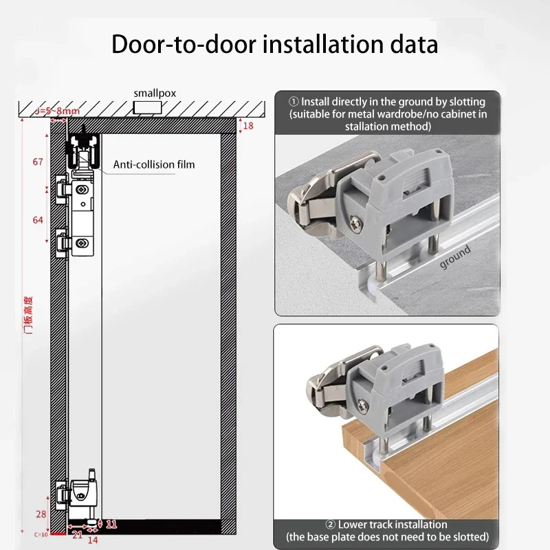 Cloakroom Wardrobe Folding Sliding Door Pulley Left and Right Sliding Sliding Cabinet Door Track Hardware Slide Rail Accessories