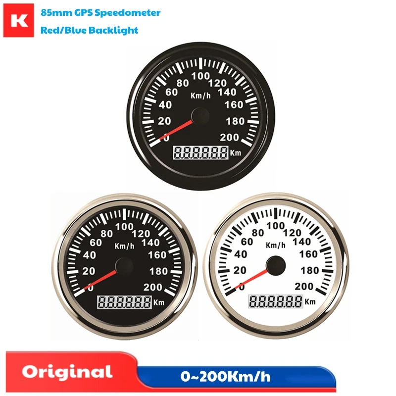 

Спидометры GPS 0-200 км/ч, 85 мм, с антенной GPS и красной/синей подсветкой для автомобилей, грузовиков, лодок и судов