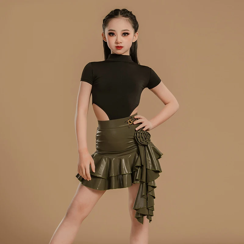 Girls Short Sleeved Latin Dance Competition Clothes For Kids Performance Dancing Costume Child Ballroom Dance Dresses SL12118