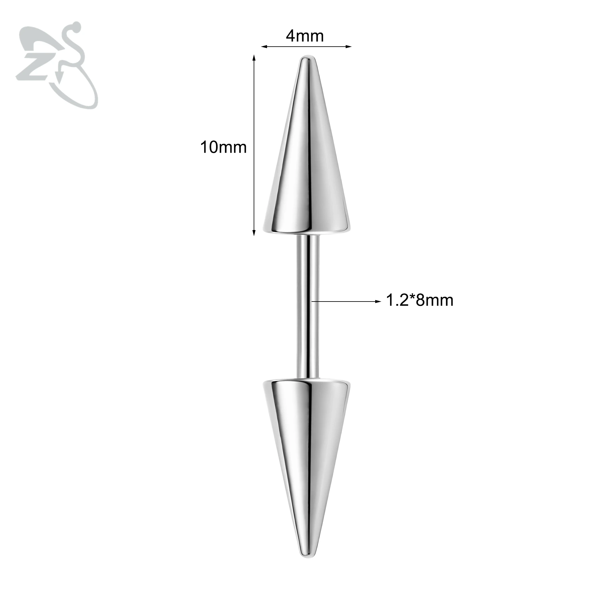 16G Stainless Steel Spike Eyebrow Ring, Unisex