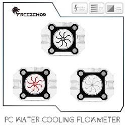 FREEZEMOD PC Water Cooling Flowmeter Arcylic + Multi-colors Impeller Aluminum Metal Armor G1/4'' thread, Black/White/Red LSJ-JX1