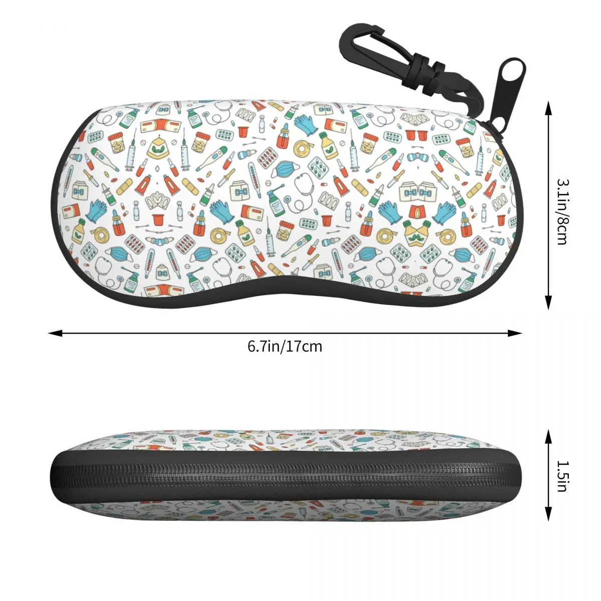 Custom Healthcare Items Pattern Shell Glasses Case Unisex Fashion Nurse Tool Pattern Eyeglasses Case Sunglasses Protector Box