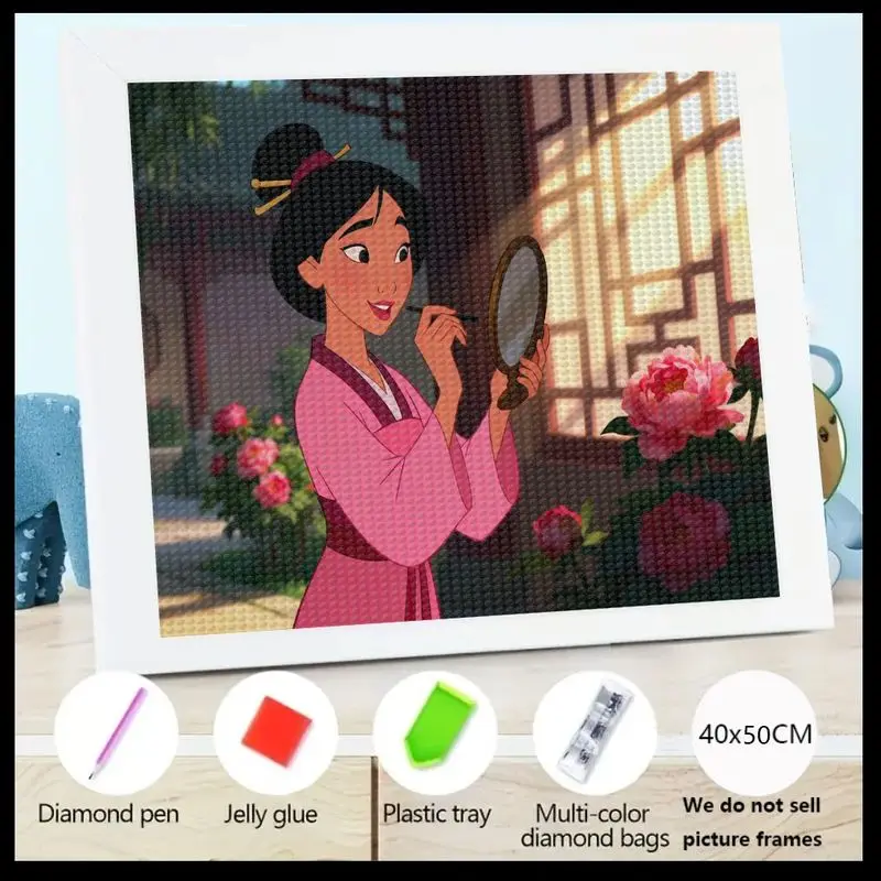 

1 шт., 5D полная дрель, набор для алмазной живописи Диснея Мулан, традиционный китайский воин, принцесса Мулан, сцена макияжа, искусство со стразами, сделай сам