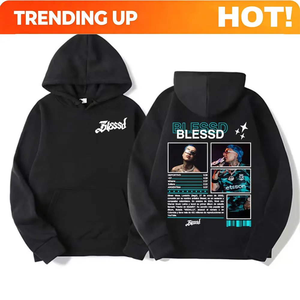 Customization Rapper BLESSD BENDECIDO 2025 Tour Cover Hoodies Men Women Fashion Hip Hop Pop Music Street Sweatshirt Oversized Fl