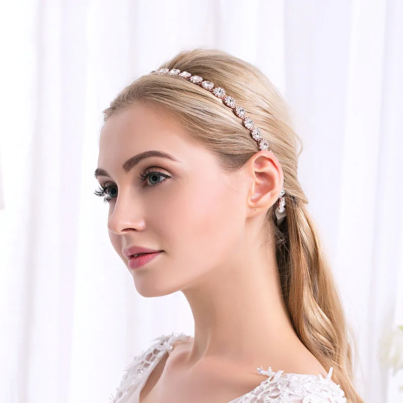 Fashion Full Rhinestone Headband European Style Bride Hair Accessories Ribbon Bridal Rhinestone Hairband