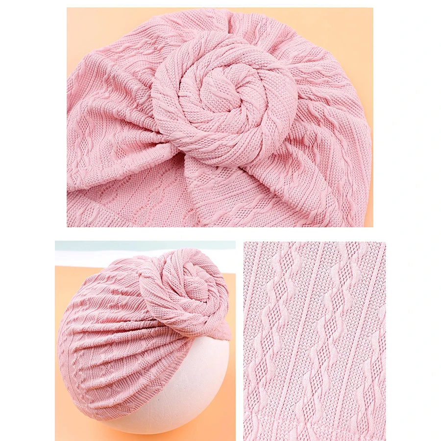 كبير الحلزون الكروشيه عمامة الطفل القبعات Topknot قبعة قطنية طفل صبي فتاة أغطية الرأس بونيه الوليد بيني الاطفال الملحقات #5