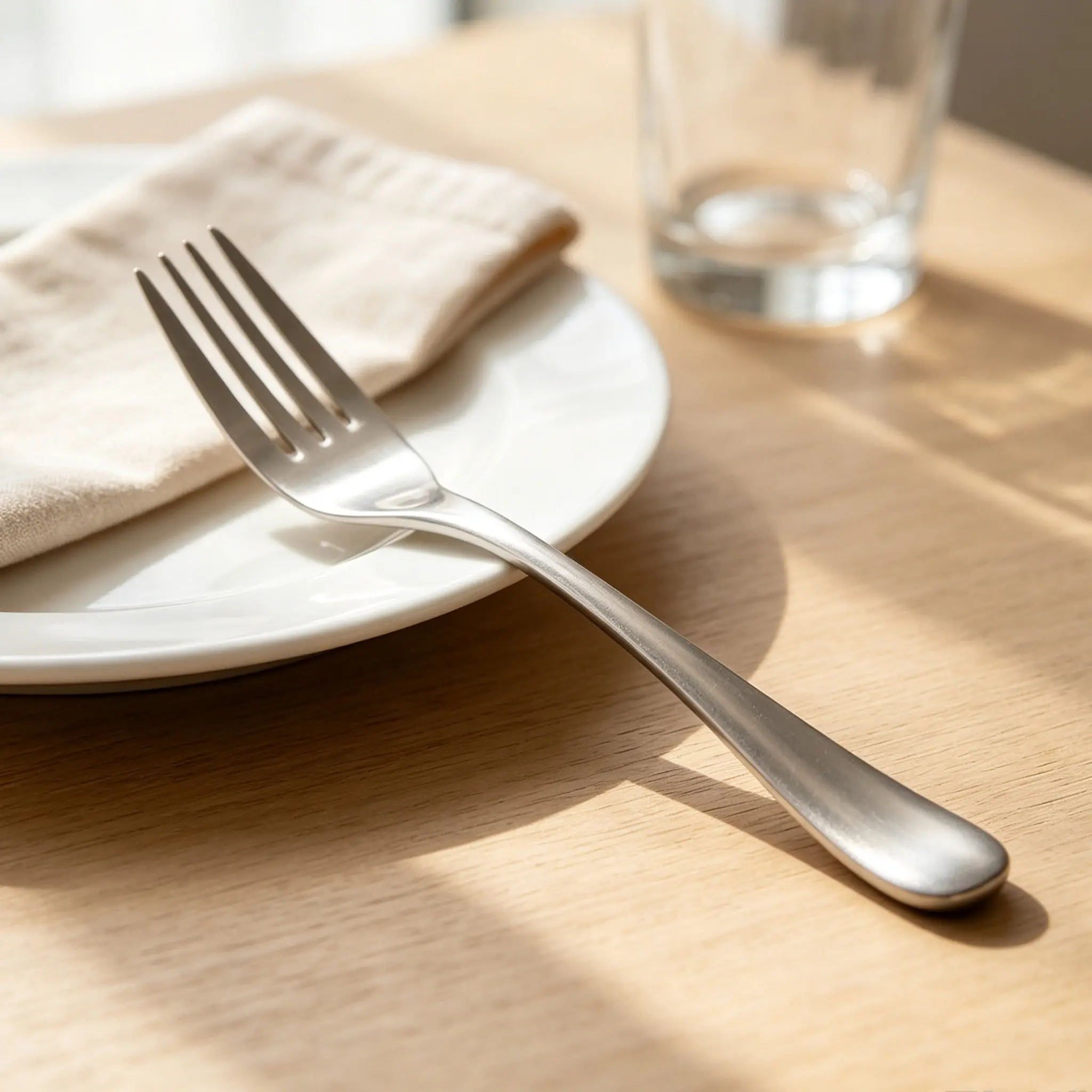 Dinner Fork Pure Titanium Bent Handle Triangle Sandblasted Lightweight Western Cutlery Adult Dining Modern Simple Solid Color