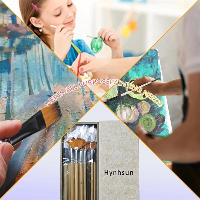 مجموعة فرش طلاء EDT مكونة من 33 قطعة من فرش المقابض الخشبية وشعيرات النايلون مع تغليف صندوق الهدايا، للزيت والرسم بالألوان المائية