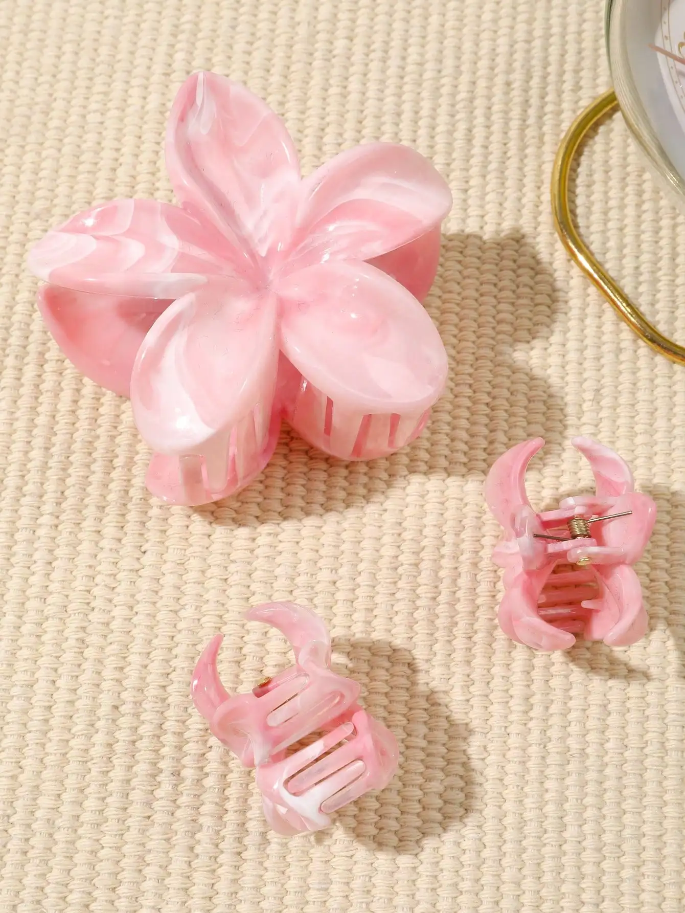 3 Stück rosa Blumen-Haarklammern, hawaiianische Hibiskus-Haifisch-Clip, niedliche modische Haar-Accessoires, Geschenke für Frauen und Mädchen – Detail 3