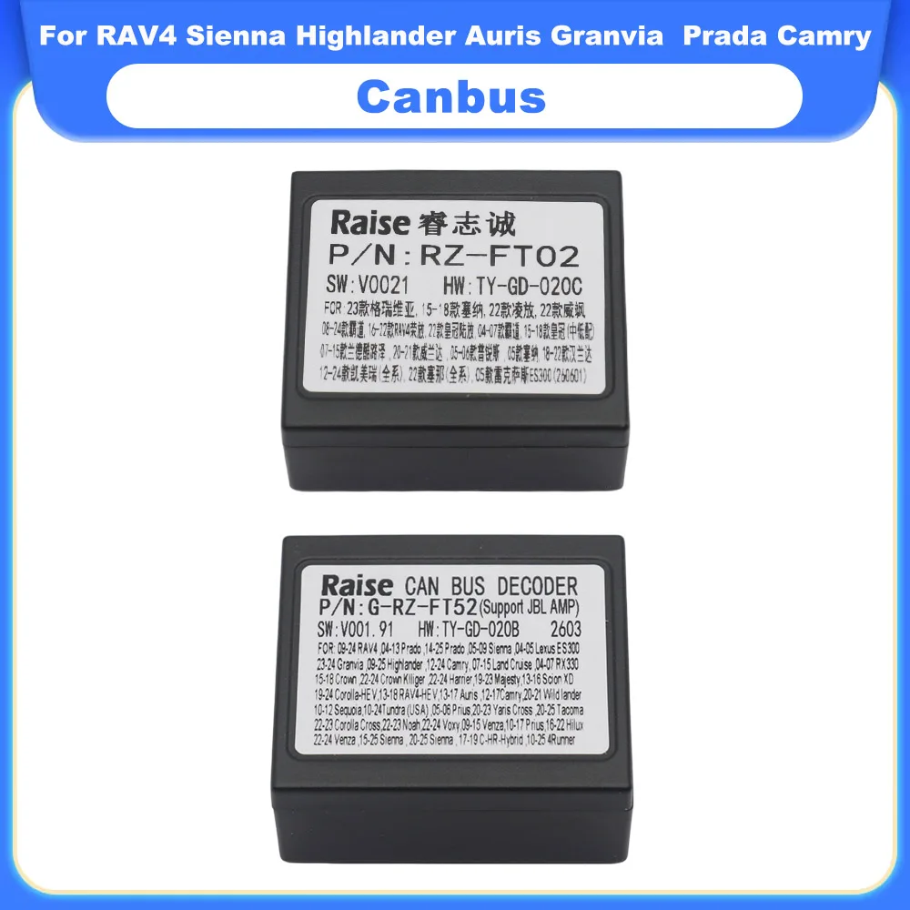 RZ-FT02/RZ-FT52 Android Car Stereo Canbus Decoder Wiring Adapter For RAV4 Sienna Highlander Auris Granvia  Prada Camry