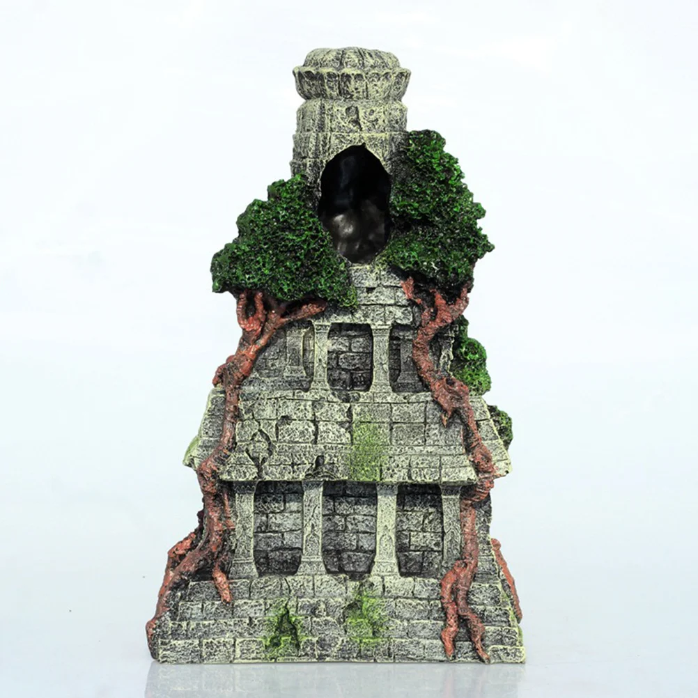 

1Pcs Resin Fish Tank Temple Adornment Aquarium Safe Craft Decoration Lifelike Details Underwater Landscape Ornamental