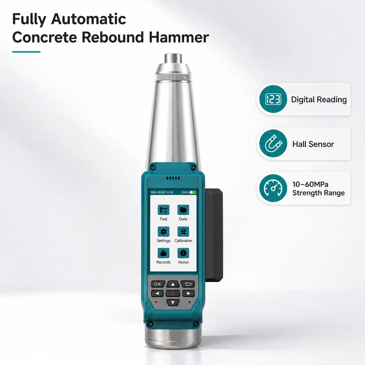 Automatic Concrete Rebound Hammer Digital Test Instrument Integrated Non Destructive Compressive Strength Meter Supplier