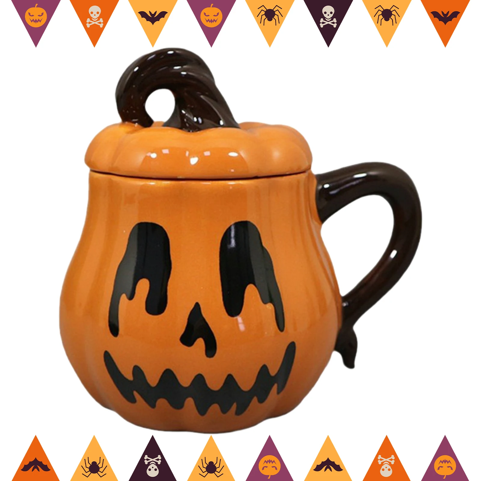 

Pumpkin Ceramic Mug Funny Mug with Lid Halloween Orange Pumpkin Mug Ceramic Coffee Mug Water Cup Halloween Decoration Gift