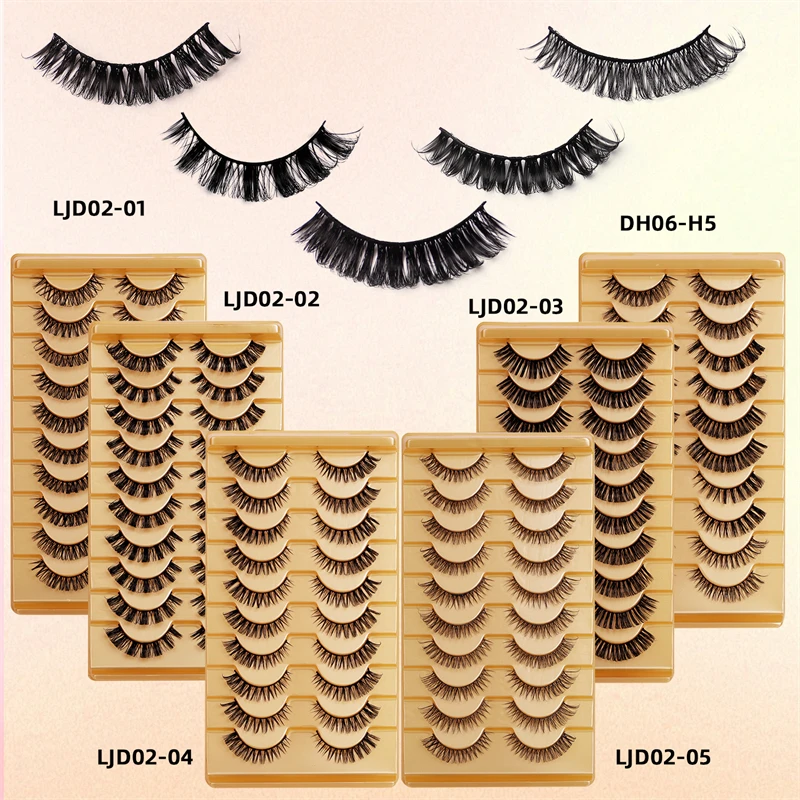10 Pairs Russian Roll False Eyelashes Natural Lightweight Perfect Curl Reusable Eyelash Extensions for Suitable Care
