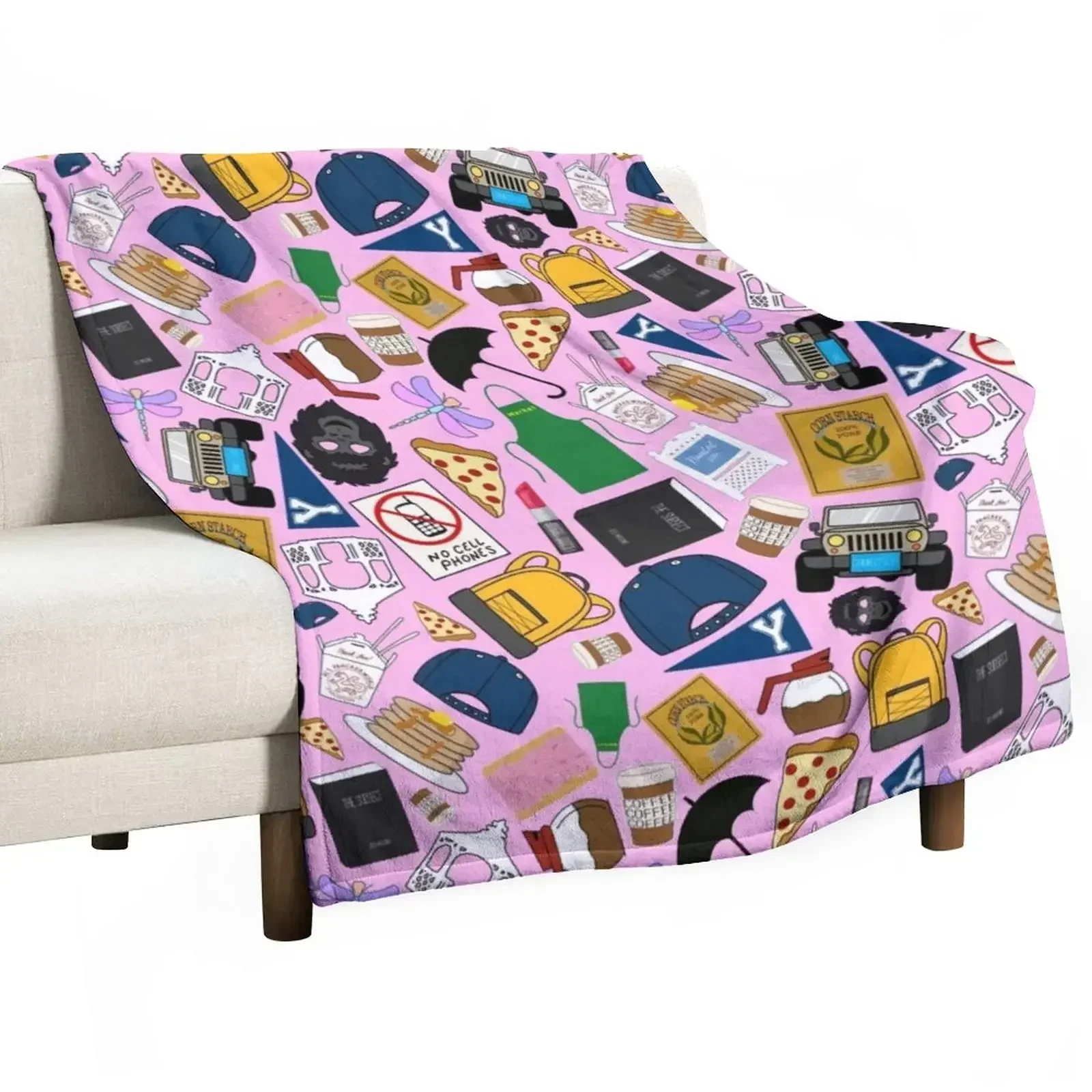 Ultimate Fan Pattern Icons All Over Print Pink Pack Throw Blanket Soft Big Thermals For Travel Blankets