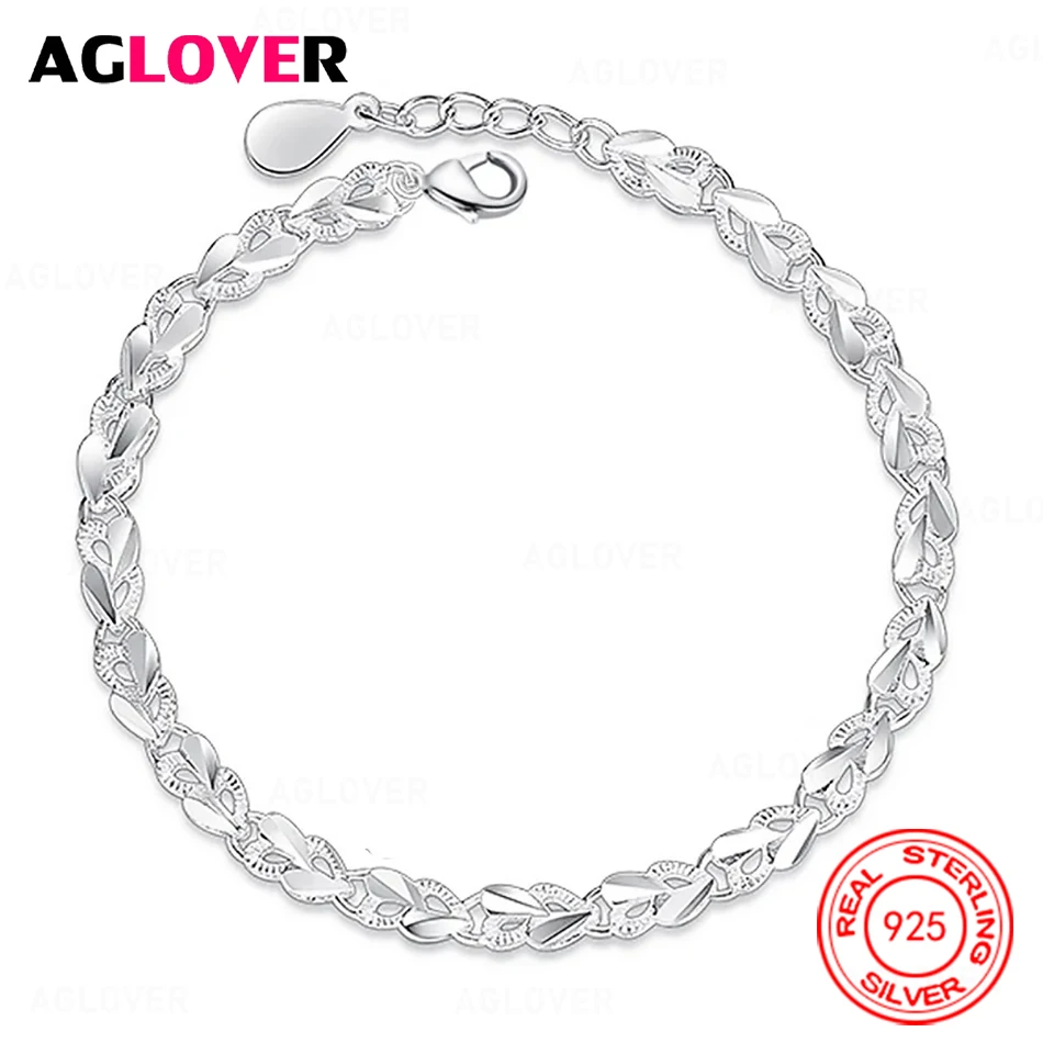 

AGLOVER 925 Sterling Silver Heart To Heart Bracelet Women'S Fashion Party Jewelry