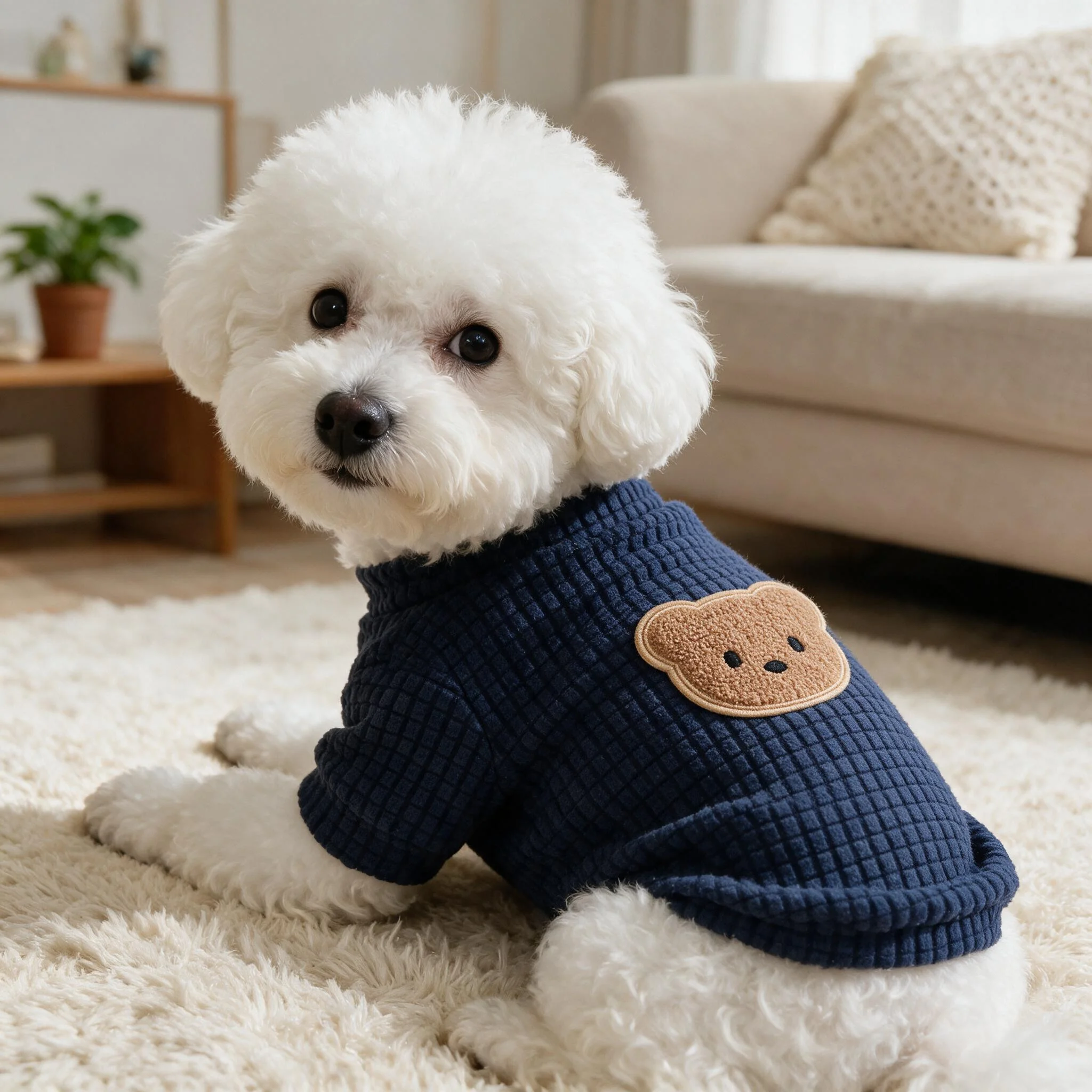 Waffelstrick-Hunde-T-Shirt, Braunbär-Handtuch-Stickerei-Oberteil, Kurzärmelig, Geeignet für Kleine und Mittelgroße Hunde – Detail 6