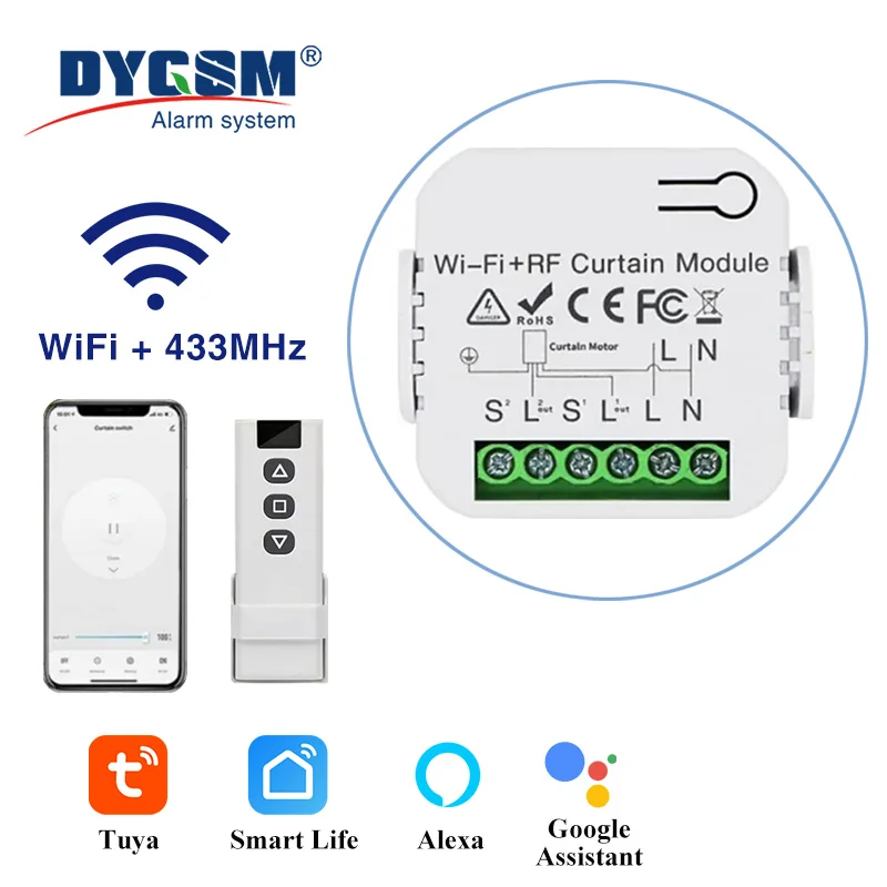 

Wifi подключенный рольставни переключатель Tuya умный занавес модуль жалюзи мотор 433 МГц пульт дистанционного управления для Alexa Google Home