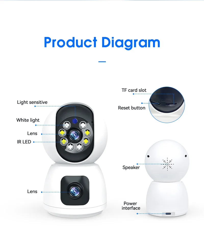 Imagem -05 - Full Color Dual Lens Wifi Câmera ip ai Detecção Humanoid Segurança Doméstica Cctv Intercom Monitor do Bebê 4mp Uhd Eseecloud App