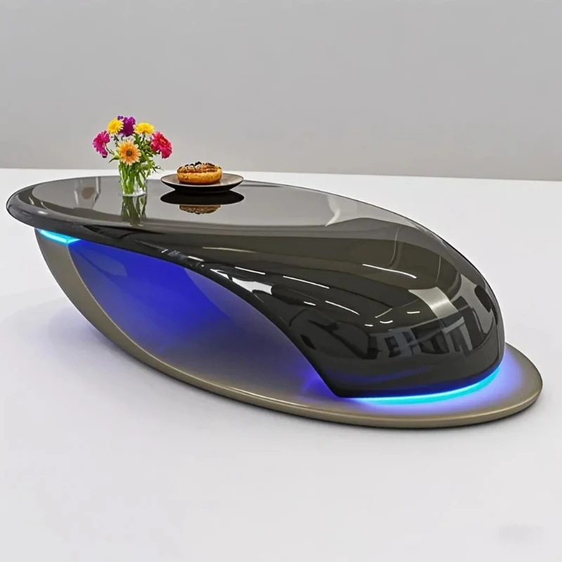 Luxury fiberglass modern coffee table tea oval small desk hotel office living room shop salon other furniture