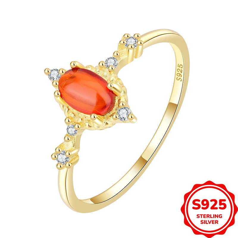 

Temperament Luxury Authentic S925 Silver-red Zircon Women's Geometric Ring