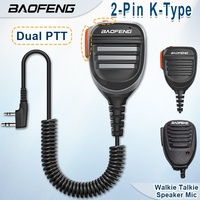 Baofeng Dual PTT Waterproof Walkie Talkie Speaker Radio Microphone Keenwood 2-Pin Type Handheld Mic For UV-82 UV16 888S UV-9R