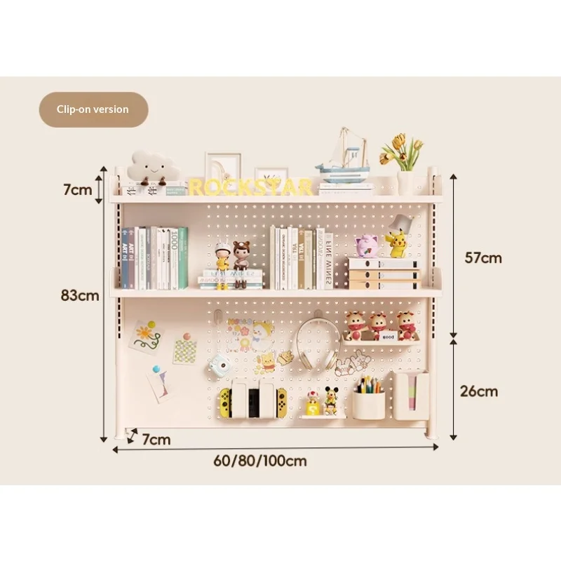 Adjustable Desktop Storage Rack with Pegboard Desk Bookshelf Organizer Clip-On Table Shelf Study for Office Bedroom 60/80/100cm
