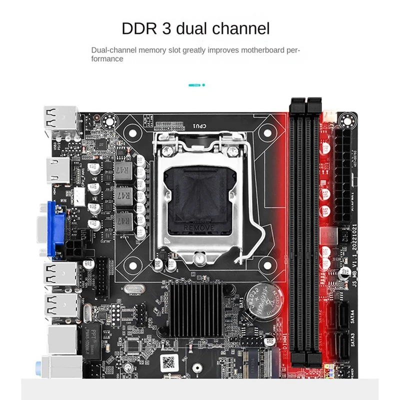 H61S (H61) LGA1155 Motherboard +I3 2120 CPU+SATA Cable Kit Support 2XDDR3 RAM Slot NVME M.2 Port+WIFI Port USB2.0 SATA2.0