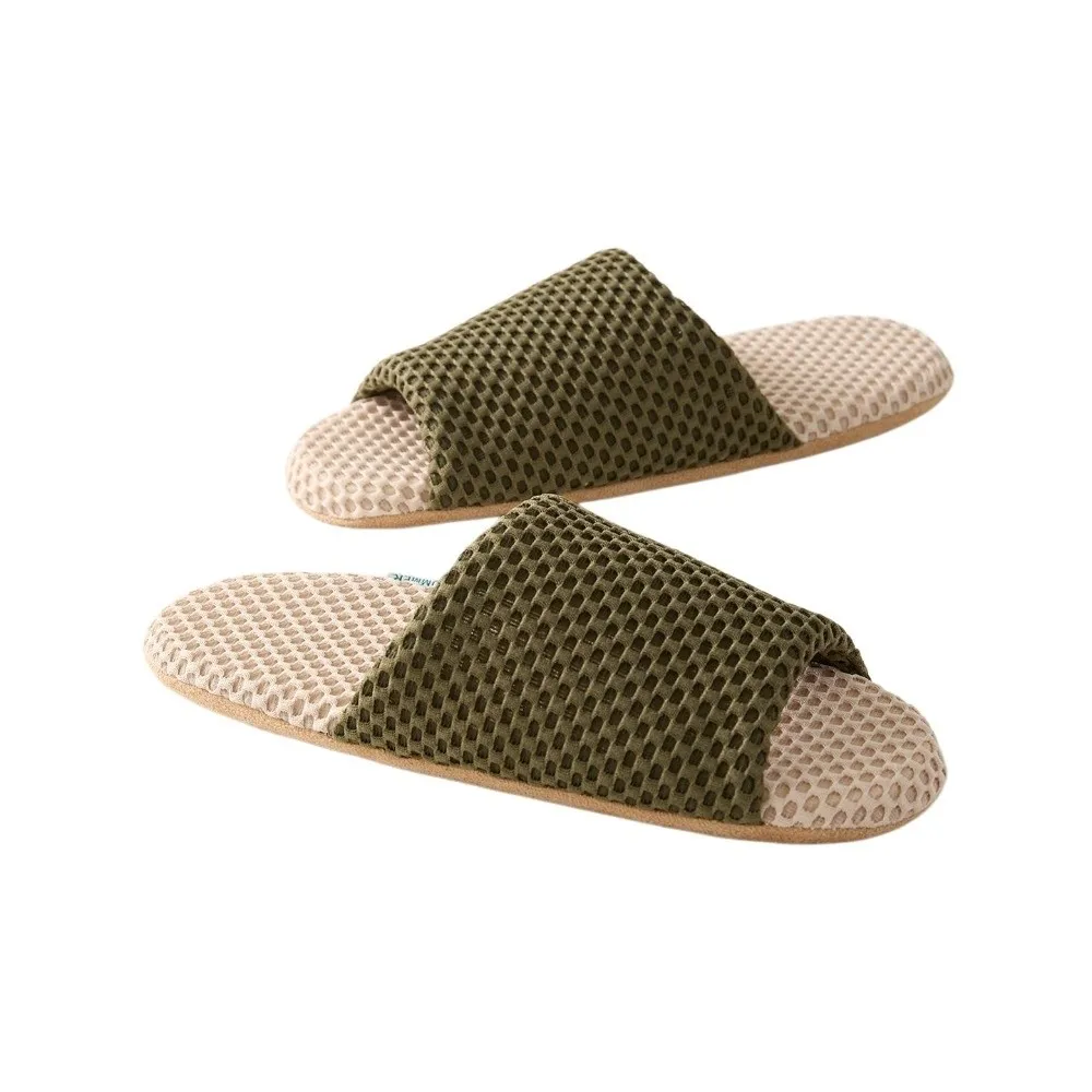 Silent Quiet Japanese Style Indoor Slippers PU Leather Anti-slip Bottom Simple Carpet Slippers Sweat Absorption Soft Bottom