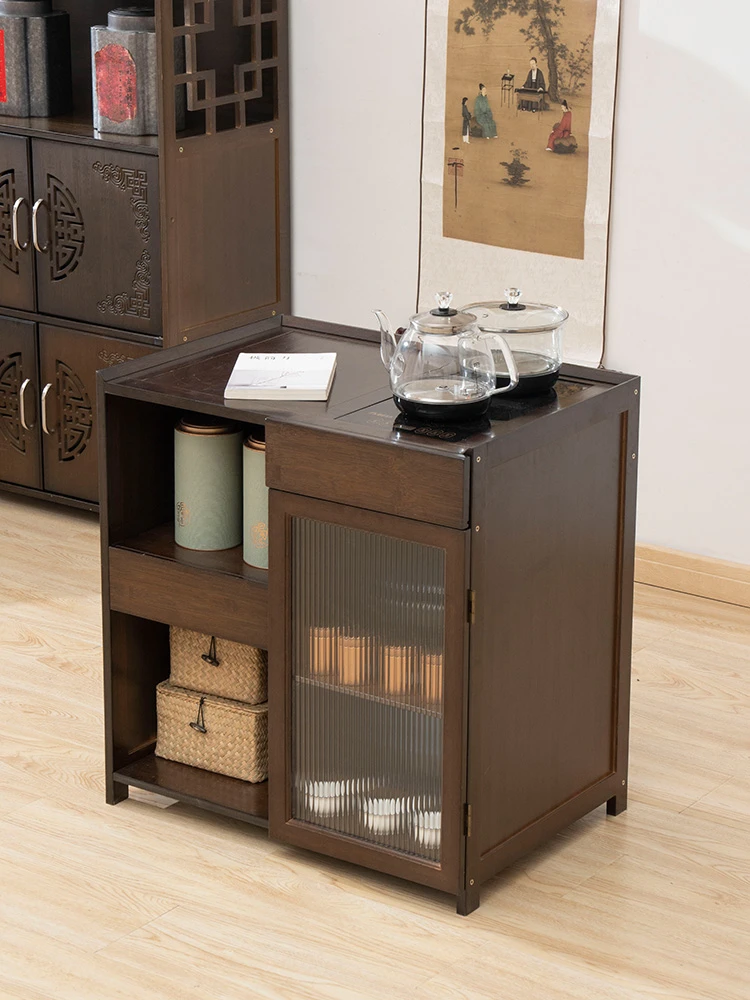 Tea table side cabinet boiling water tea table tea cabinet solid wood bucket rack tea set storage tearoom