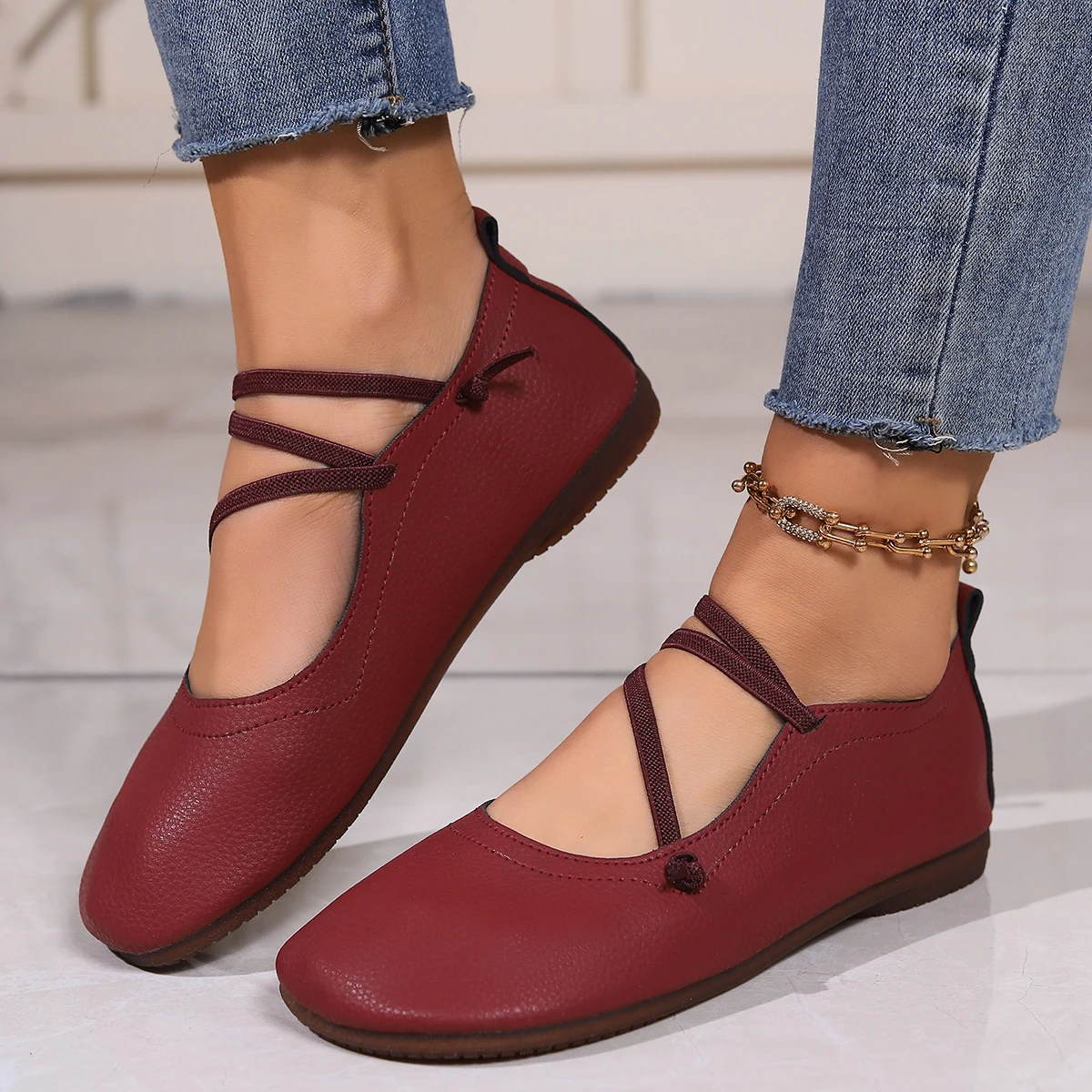 Shoes Woman Trend Summer New Women Mary Jane Shoes Soft Casual Outdoor Dress Flat Ballet Shoes Round Toe Shallow Slip on Flats