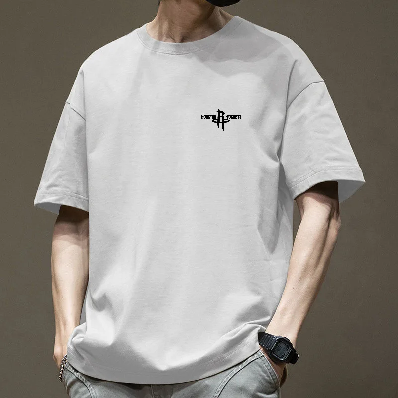 

2025 New Men's Summer Short-Sleeved T-Shirt Teenage Trend Loose Hong Kong Style Tide Brand Boys Thin Cotton Body Shirt Bottoming