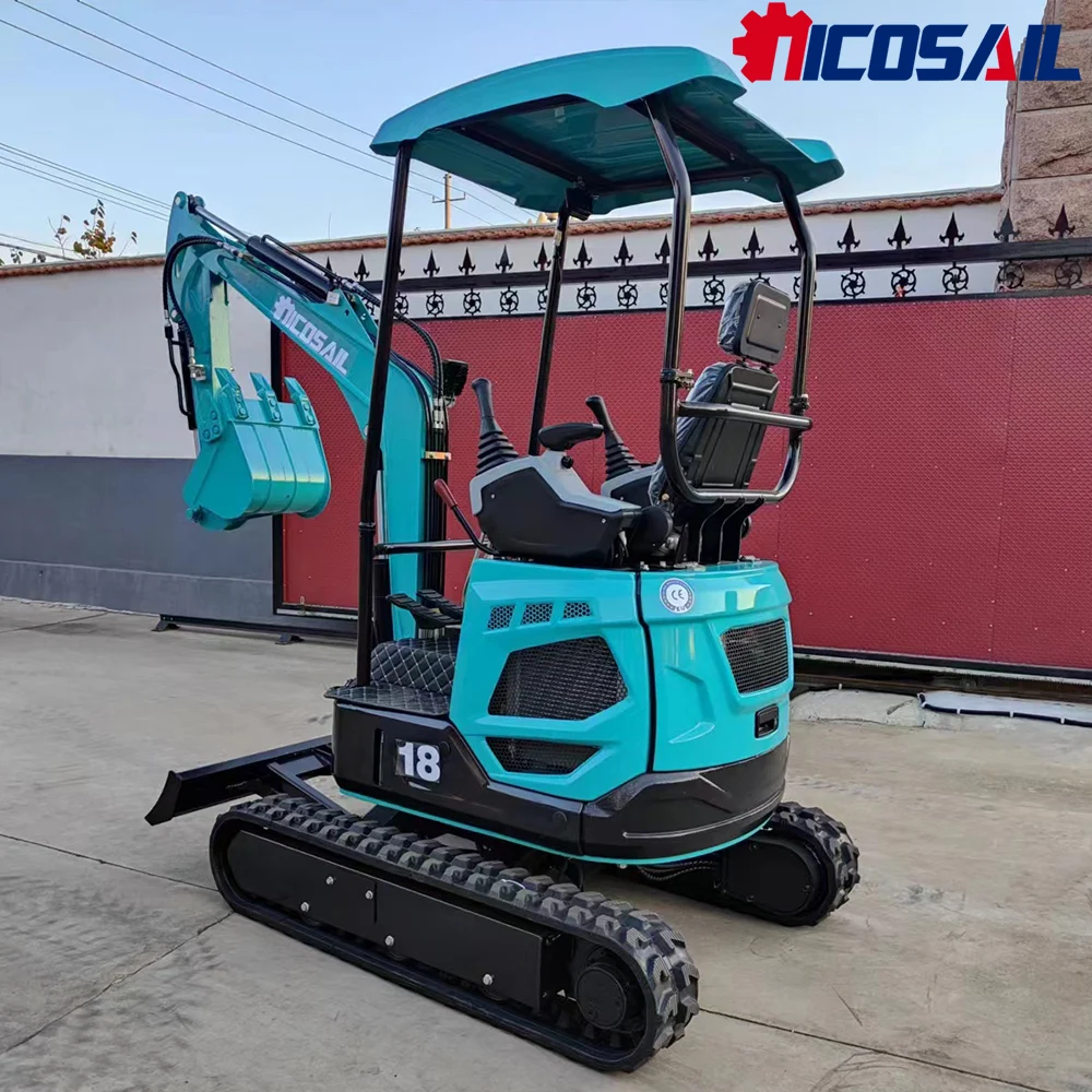 

Nicosail 1.8 Ton Mini Excavator 11.8kW High-Power for Ranch Farm Fence Post Digging Manure Pit Trenching Pasture Drainage Work