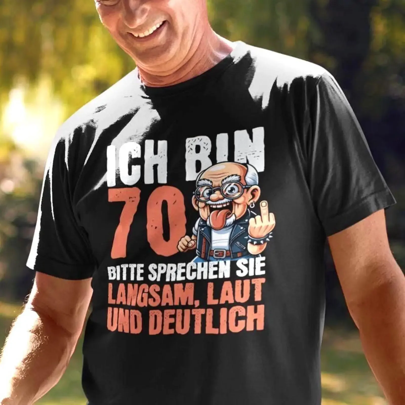 Men's 70th Birthday T Shirt Funny for Men Seniors I am 70 please speak slowly loudly and clearly vintage Washed fashion Casual