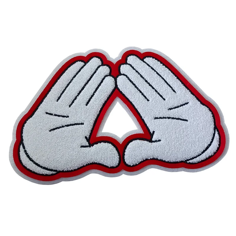 11 Inch Delta Sigma Theta Sorority Hand Sign Throw Your Mids Up Chenille Iron on Towel Patches for Clothing